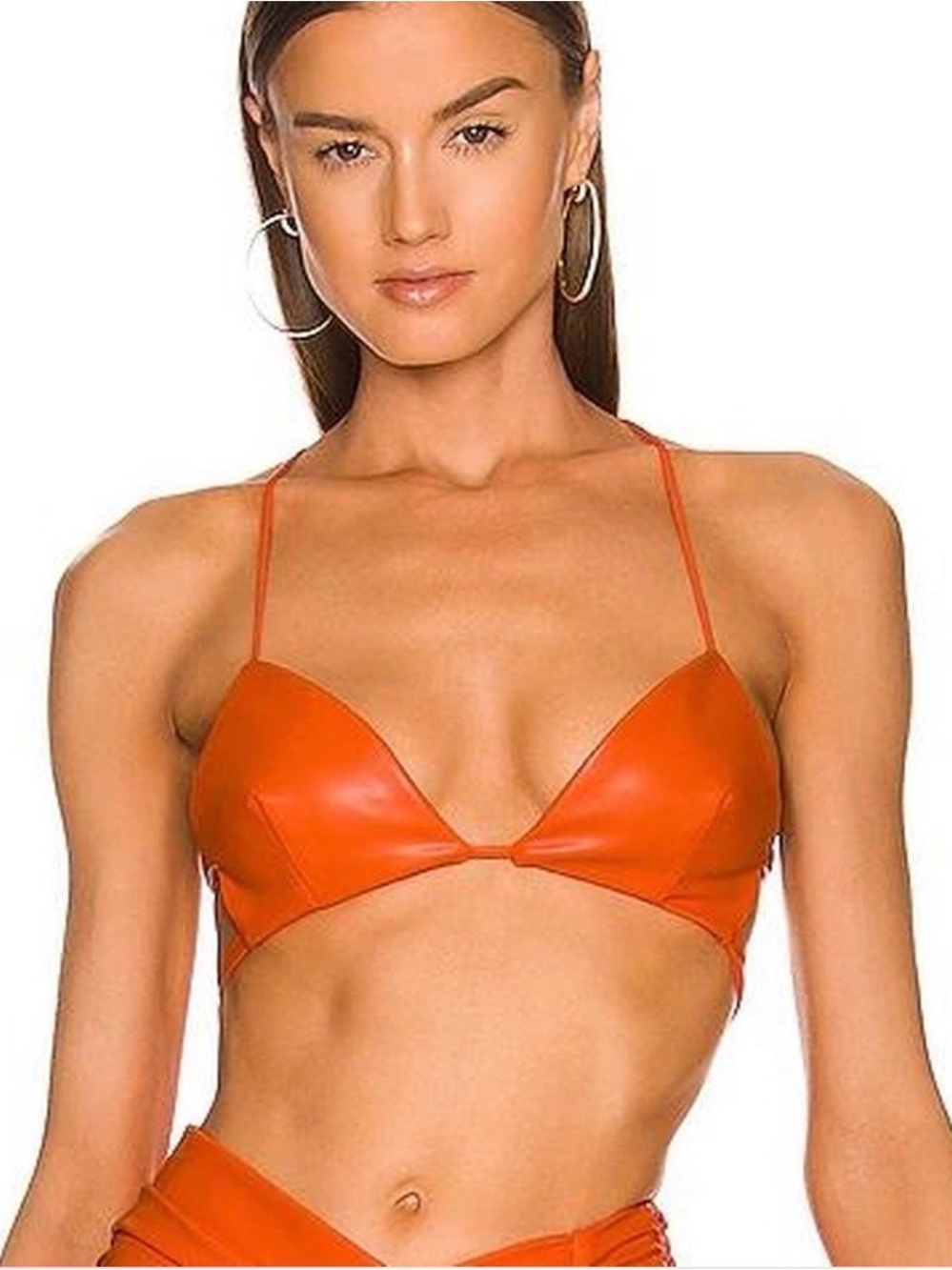Michael Costello Orange Triangle Bikini Top